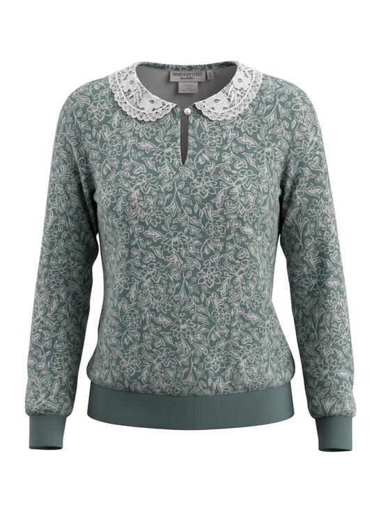 Simply Petites Sweaters - VTG Simply Petites Cricket Lane Women's Floral long-sleeve Peter Pan Collar top